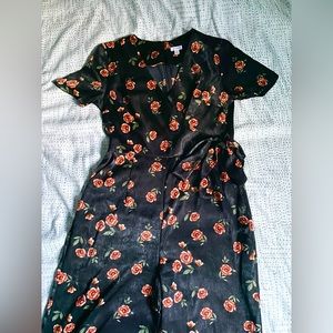 Black rose patterned jumpsuit